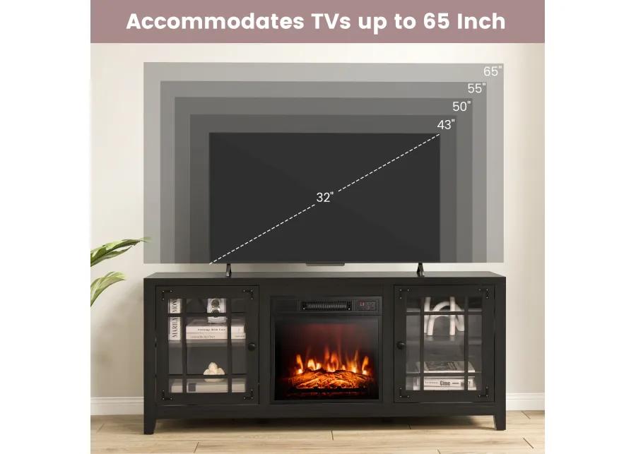 58 Inch Fireplace TV Stand with Adjustable Shelves for TVs up to 65 Inch