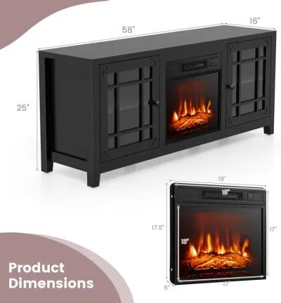 58 Inch Fireplace TV Stand with Adjustable Shelves for TVs up to 65 Inch