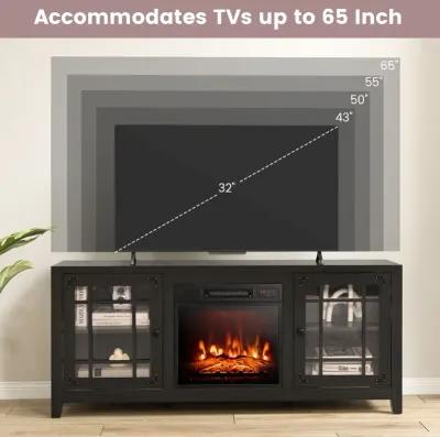 58 Inch Fireplace TV Stand with Adjustable Shelves for TVs up to 65 Inch