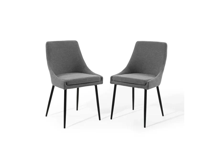 Modway Viscount Upholstered Fabric Dining Chairs - Set of 2, Black Charcoal