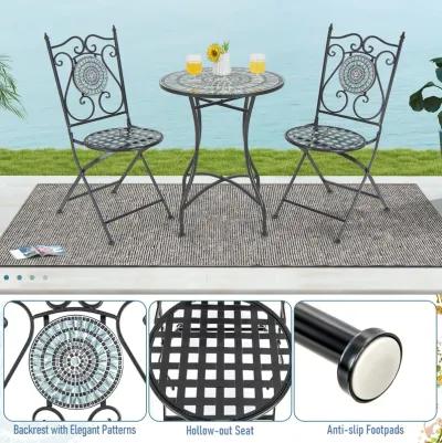 Set of 2 Mosaic Chairs for Patio Metal Folding Chairs