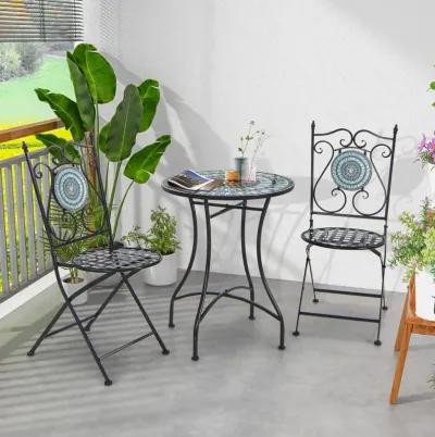 Set of 2 Mosaic Chairs for Patio Metal Folding Chairs