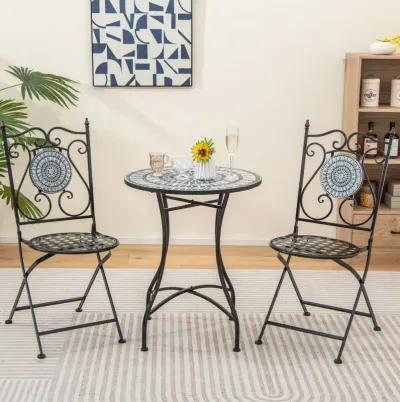 Set of 2 Mosaic Chairs for Patio Metal Folding Chairs