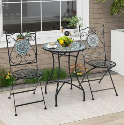 Set of 2 Mosaic Chairs for Patio Metal Folding Chairs