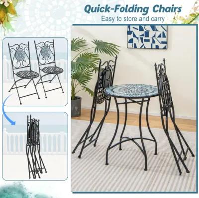 Set of 2 Mosaic Chairs for Patio Metal Folding Chairs