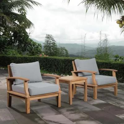 Marina 3 Piece Outdoor Patio Teak Set - Natural Gray