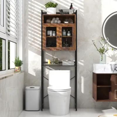 Hivvago Over-The-Toilet Storage Cabinet with Heavy-Duty Metal Frame 2-door Freestanding