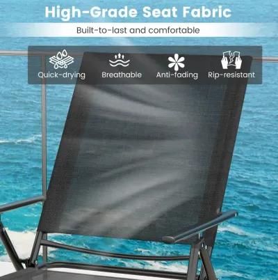 2 Piece Patio Folding Chaise Lounge Chairs Recliner with 6-Level Backrest