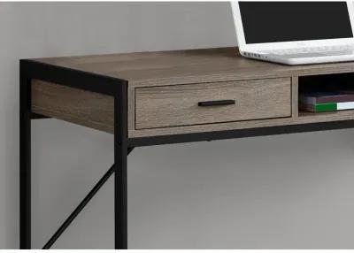 Monarch Specialties I 7365 Computer Desk, Home Office, Laptop, Storage Drawers, 48"L, Work, Metal, Laminate, Brown, Black, Contemporary, Modern