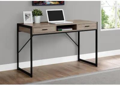 Monarch Specialties I 7365 Computer Desk, Home Office, Laptop, Storage Drawers, 48"L, Work, Metal, Laminate, Brown, Black, Contemporary, Modern