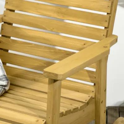 Classic Porch Seating: Wooden Rocking Chairs with Slatted Design