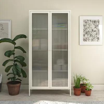 Shadwick Tall 2 Door Storage Cabinet-Fluted Glass Metal Locker