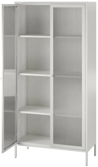 Shadwick Tall 2 Door Storage Cabinet-Fluted Glass Metal Locker