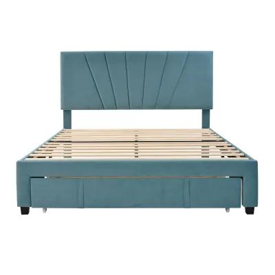 Merax Storage Bed Velvet Upholstered Platform Bed