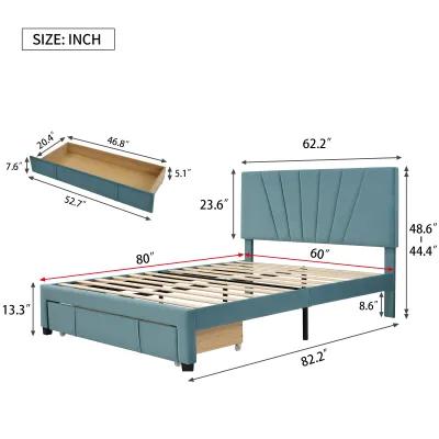 Merax Storage Bed Velvet Upholstered Platform Bed