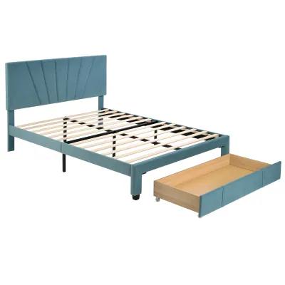 Merax Storage Bed Velvet Upholstered Platform Bed