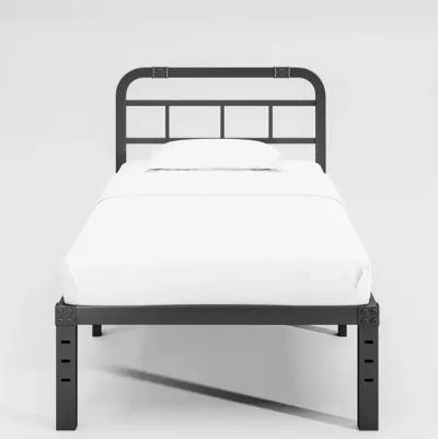 Heavy Duty Black Metal Platform Bed Frame with Headboard