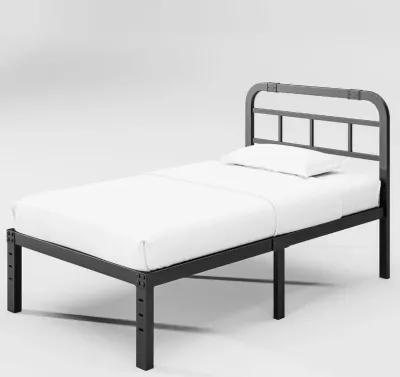 Heavy Duty Black Metal Platform Bed Frame with Headboard