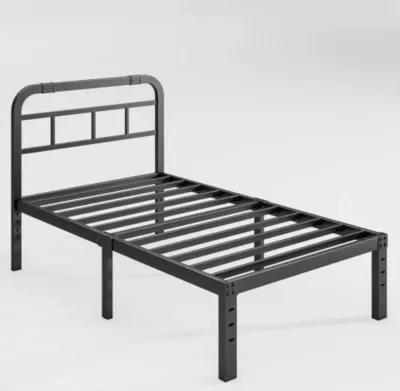 Heavy Duty Black Metal Platform Bed Frame with Headboard