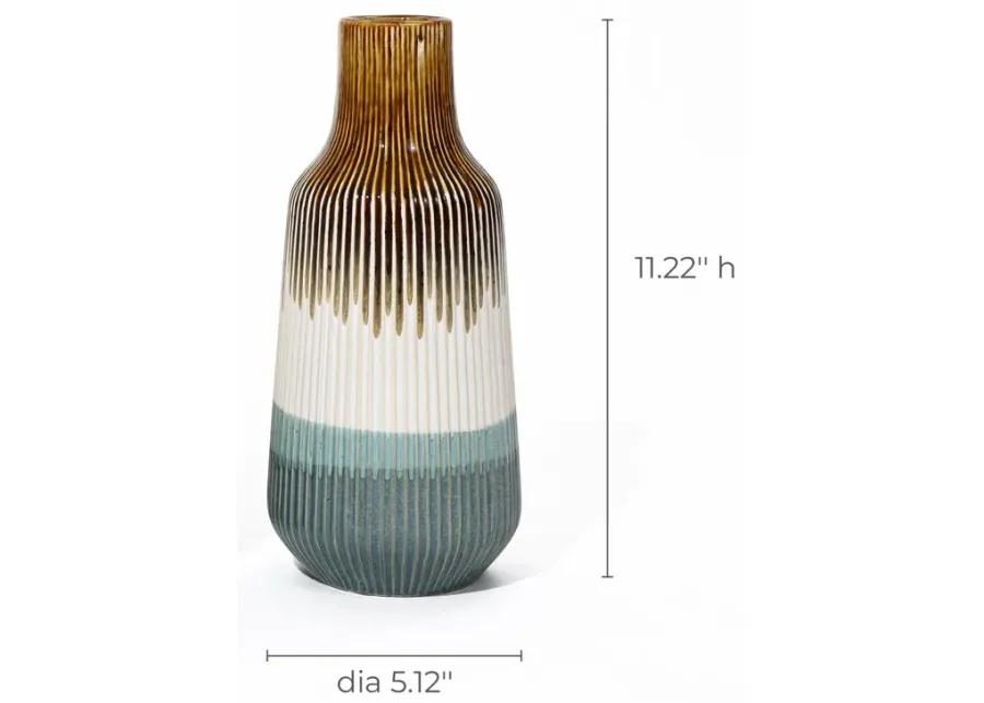 LuxenHome Earth Tones Ombre Stoneware Vase