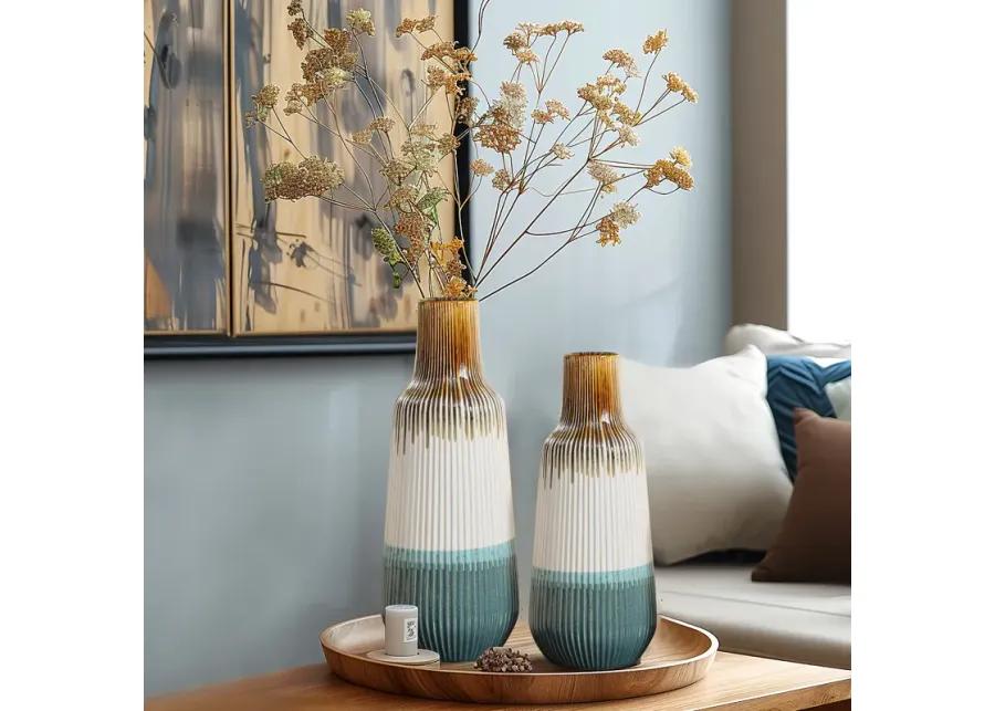 LuxenHome Earth Tones Ombre Stoneware Vase