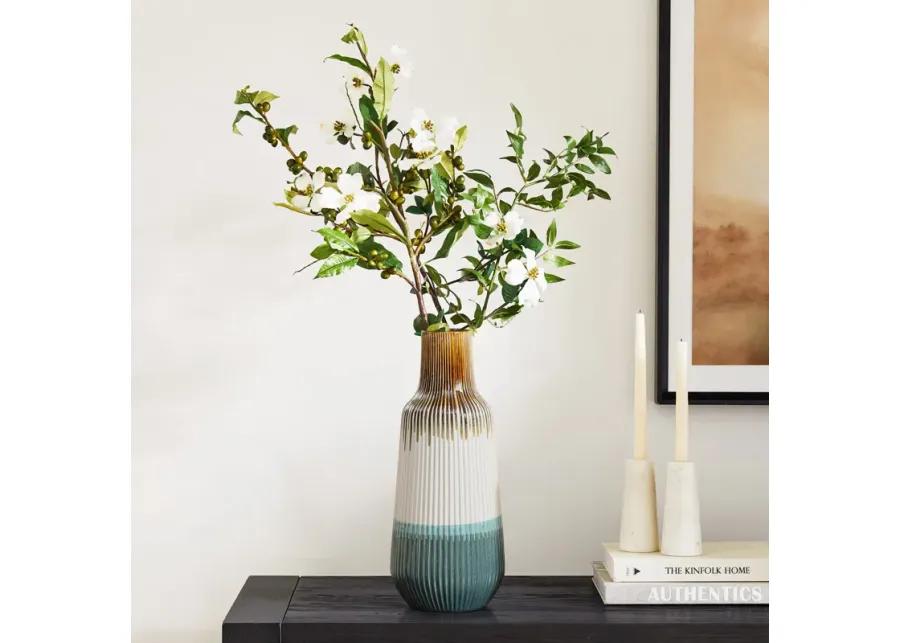 LuxenHome Earth Tones Ombre Stoneware Vase