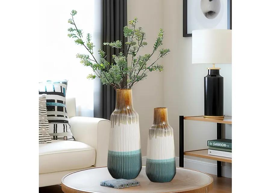 LuxenHome Earth Tones Ombre Stoneware Vase