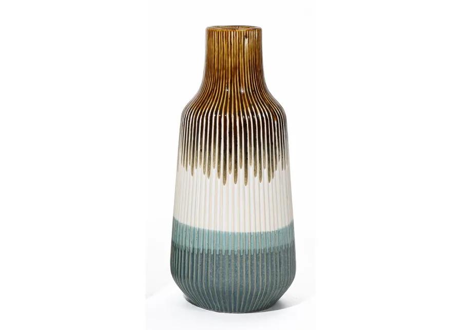 LuxenHome Earth Tones Ombre Stoneware Vase