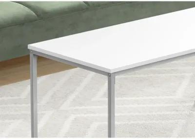 Monarch Specialties I 3795 Coffee Table, Accent, Cocktail, Rectangular, Living Room, 40"L, Metal, Laminate, White, Grey, Contemporary, Modern