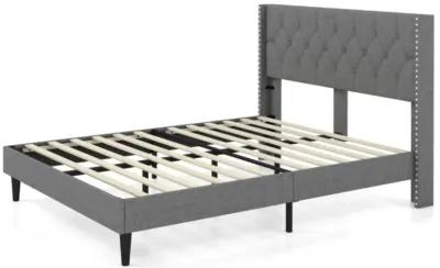 Hivvago Upholstered Platform Bed with Button Tufted Headboard