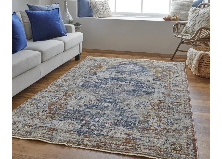 Kaia 39HWF Ivory/Orange/Blue 3' x 8' Rug