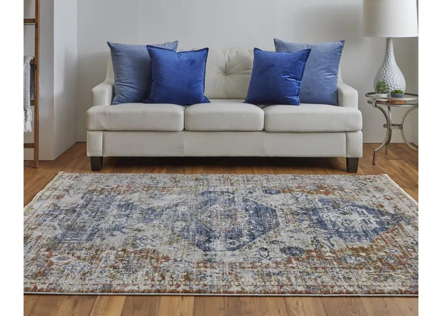 Kaia 39HWF Ivory/Orange/Blue 3' x 8' Rug