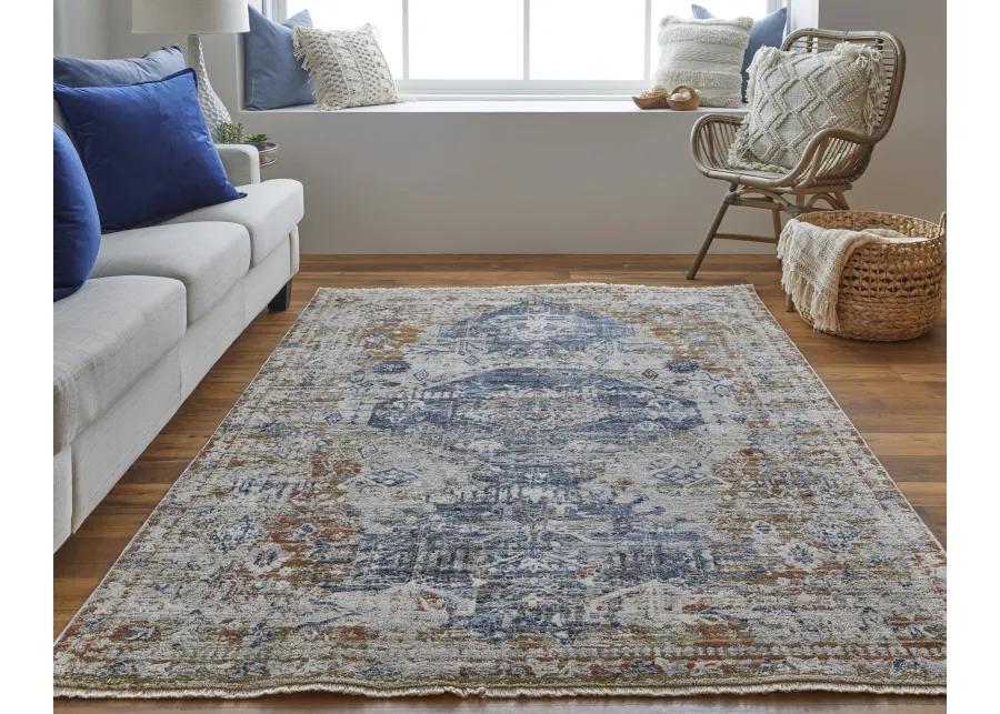 Kaia 39HWF Ivory/Orange/Blue 3' x 8' Rug