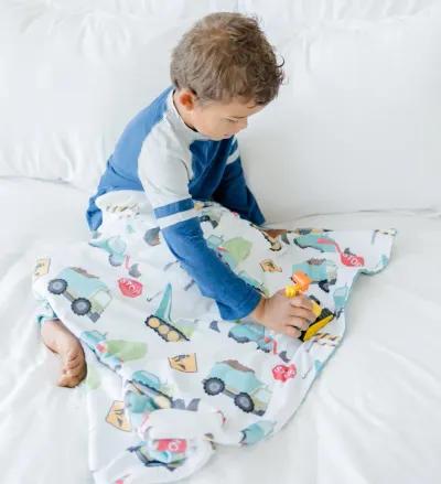 Honey Lemonade - Premium Baby & Toddler Minky Blanket (Construction Trucks)