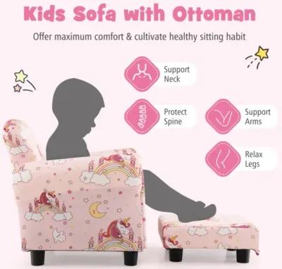 Hivvago Kids Single Sofa with Cute Patterns  Ergonomic Backrest and Armrests