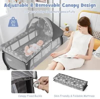 Hivvago 4 in 1 Portable Baby Nursery Center with Net and Music Box