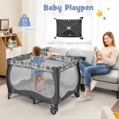 Hivvago 4 in 1 Portable Baby Nursery Center with Net and Music Box