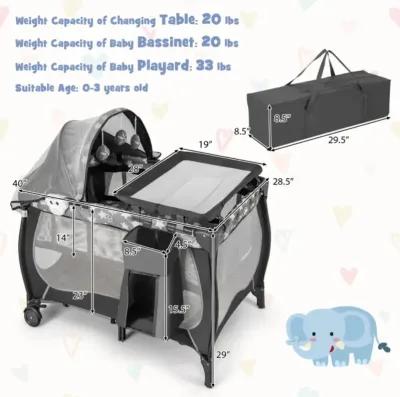 Hivvago 4 in 1 Portable Baby Nursery Center with Net and Music Box