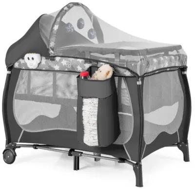 Hivvago 4 in 1 Portable Baby Nursery Center with Net and Music Box