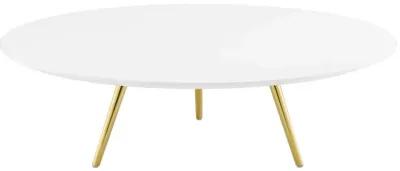 Modway Lippa 47" Mid-Century Modern Round Coffee Table with Tripod Base in Gold White