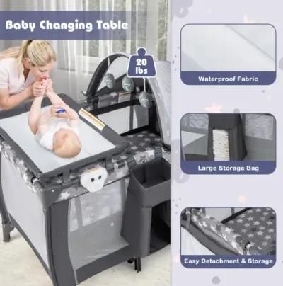 Hivvago Portable Baby Nursery Center 4-in-1 Portable Travel Crib