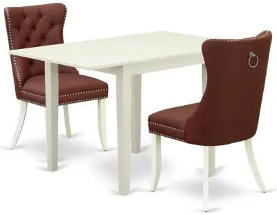 3 Piece Dinette Set Consists of a Rectangle Dining Table with Dropleaf