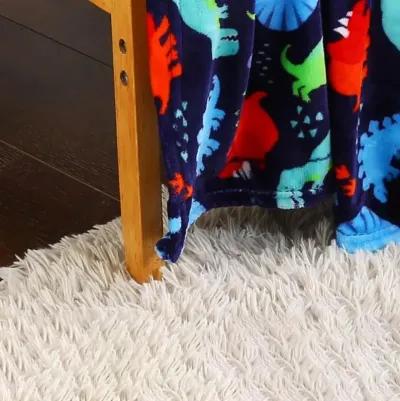 Plazatex Holiday Navy Dinosaur Design Micro Plush Throw Blanket - 50x60", Multicolor