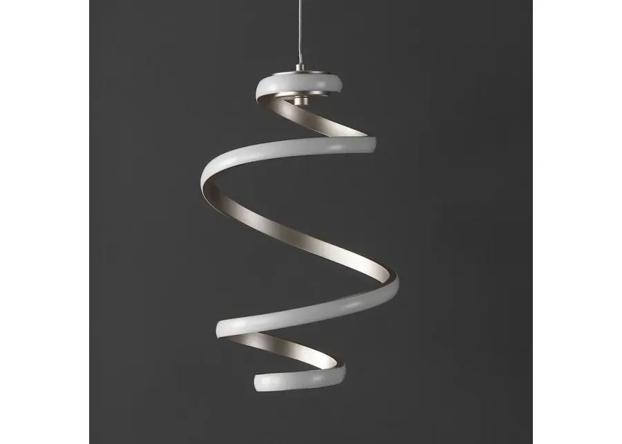 Whirl 11" 1-Light Modern Minimalist Aluminum/Iron Abstract Integrated LED Pendant, Silver