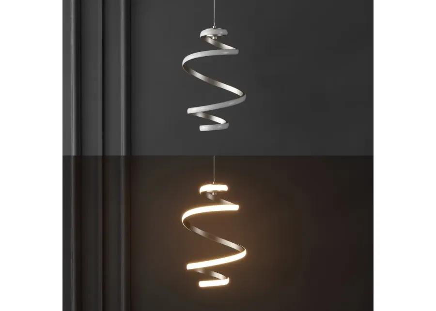 Whirl 11" 1-Light Modern Minimalist Aluminum/Iron Abstract Integrated LED Pendant, Silver