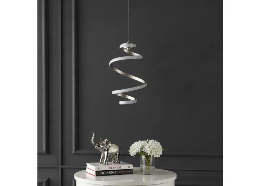 Whirl 11" 1-Light Modern Minimalist Aluminum/Iron Abstract Integrated LED Pendant, Silver