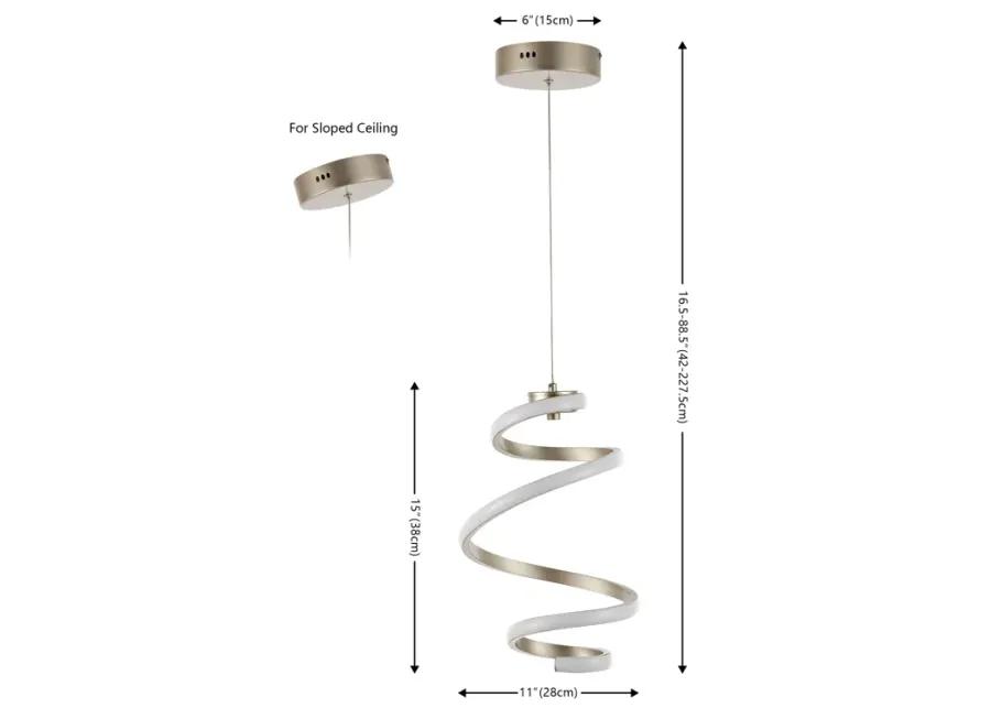 Whirl 11" 1-Light Modern Minimalist Aluminum/Iron Abstract Integrated LED Pendant, Silver