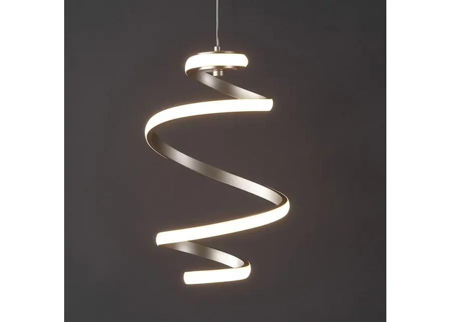 Whirl 11" 1-Light Modern Minimalist Aluminum/Iron Abstract Integrated LED Pendant, Silver