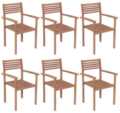 vidaXL Stackable Garden Chairs 6 pcs Solid Teak Wood