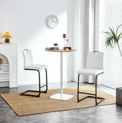 White PU Chair Barstool Dining Counter Height Chair Set Of 2